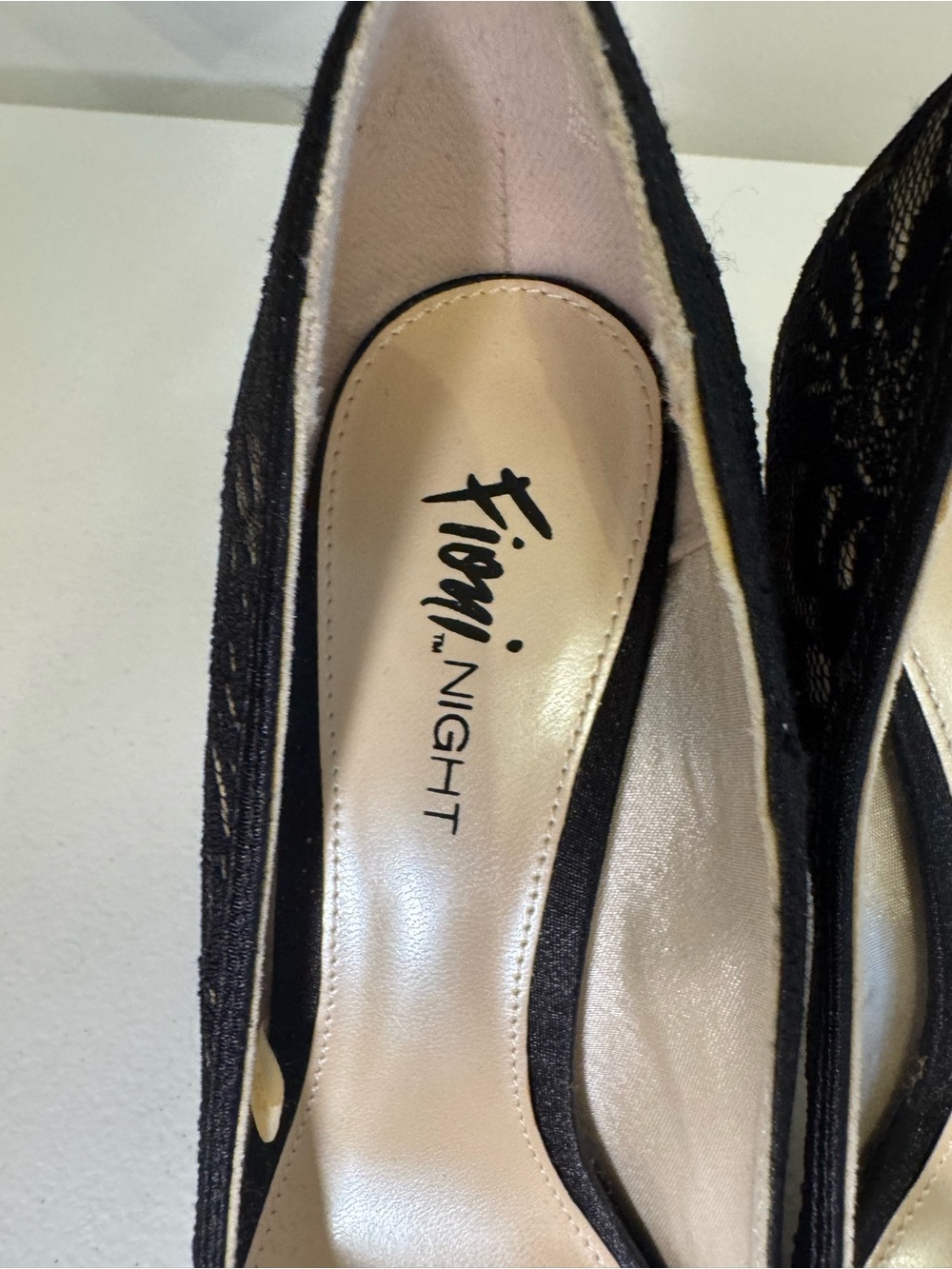 FIONI Clothing Black Lace Peep-Toe Heels - Picture 2 of 6